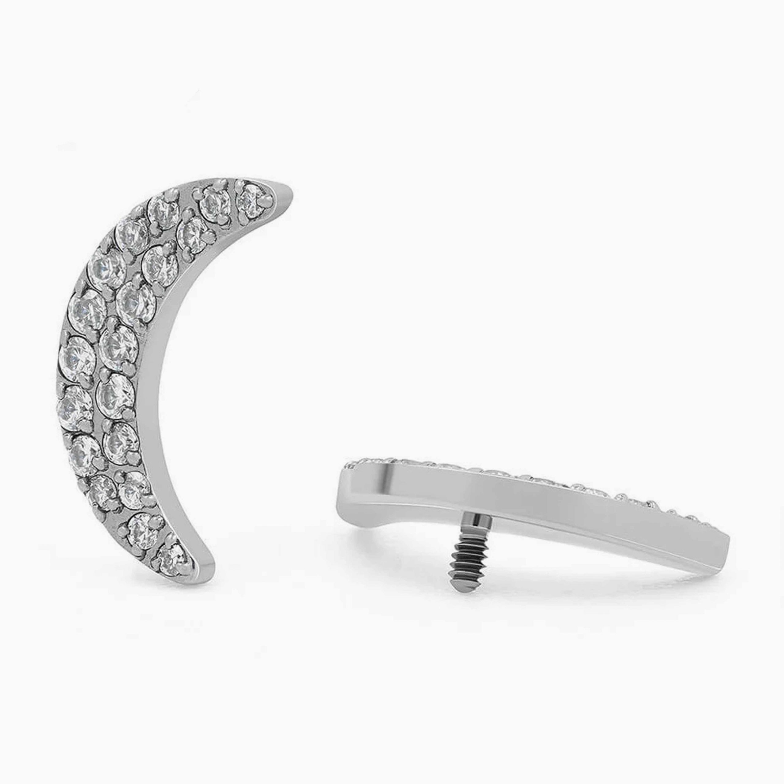 Náušnice pro piercing s vnitřním závitem Shine Moon s zirkony